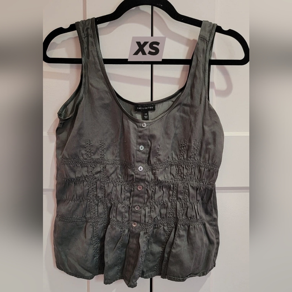 The Limited Charcoal Button-Front Tank Top